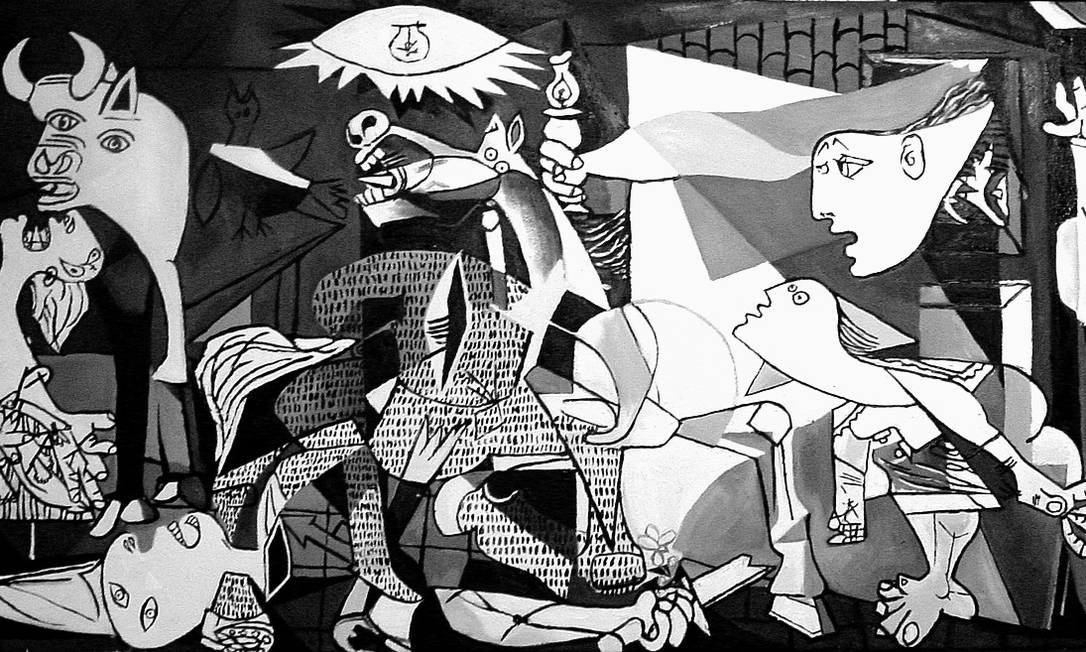 
O bombardeiro da pequena cidade de Guernica, no País Basco, pela Luftwaffe alemã, por ordem de Adolf Hitler, inspirou a tela de Picasso
Foto: Reprodução