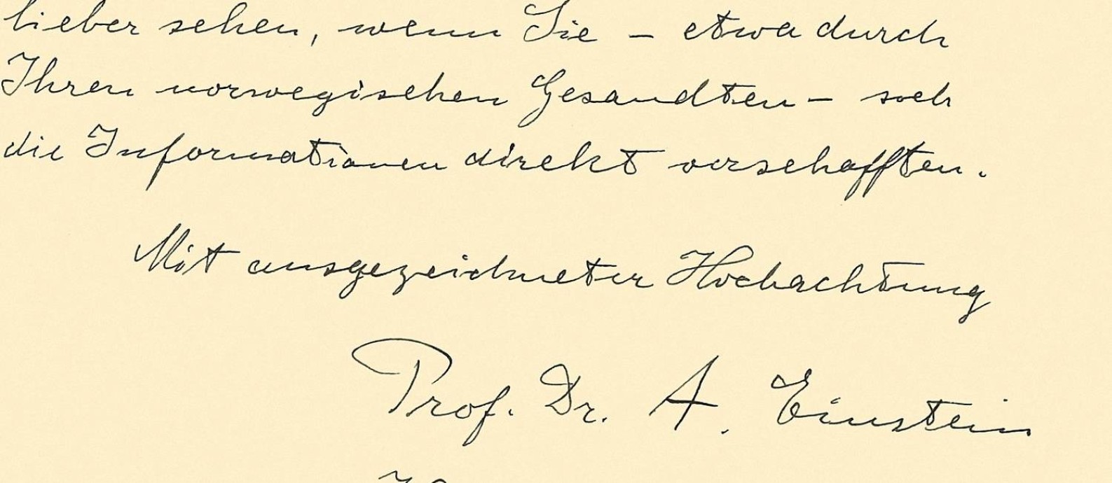 Carta de Albert Einstein ao Comitê do Prêmio Nobel em 1925, recomendando Marechal Rondon para o nobel da paz. Registro é reproduzido em "Cartas brasileiras" Foto: The Norwegian Nobel Committee Archives, the Norwegian
Nobel Institute, Oslo.