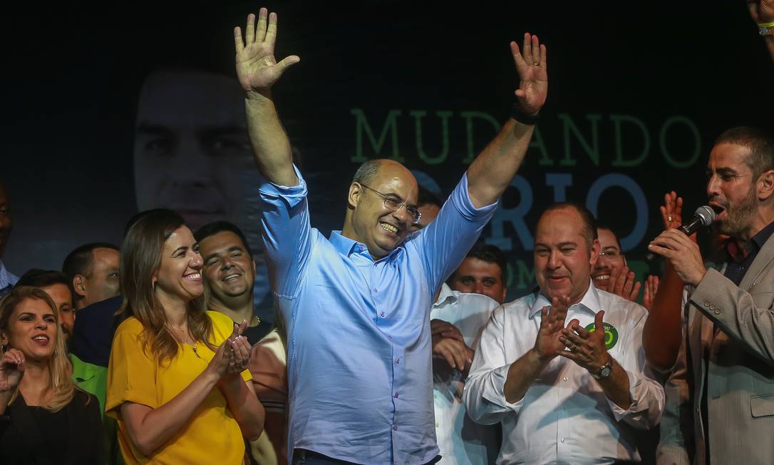 Rio de Janeiro 28/10/2018 Governador do Estado Wilson Witzel (PSC) comemora na casa de shows Ribalta, na Barra da Tijuca. Foto Marcelo Regua / Agencia O Globo Foto: Marcelo Regua / Agência O Globo