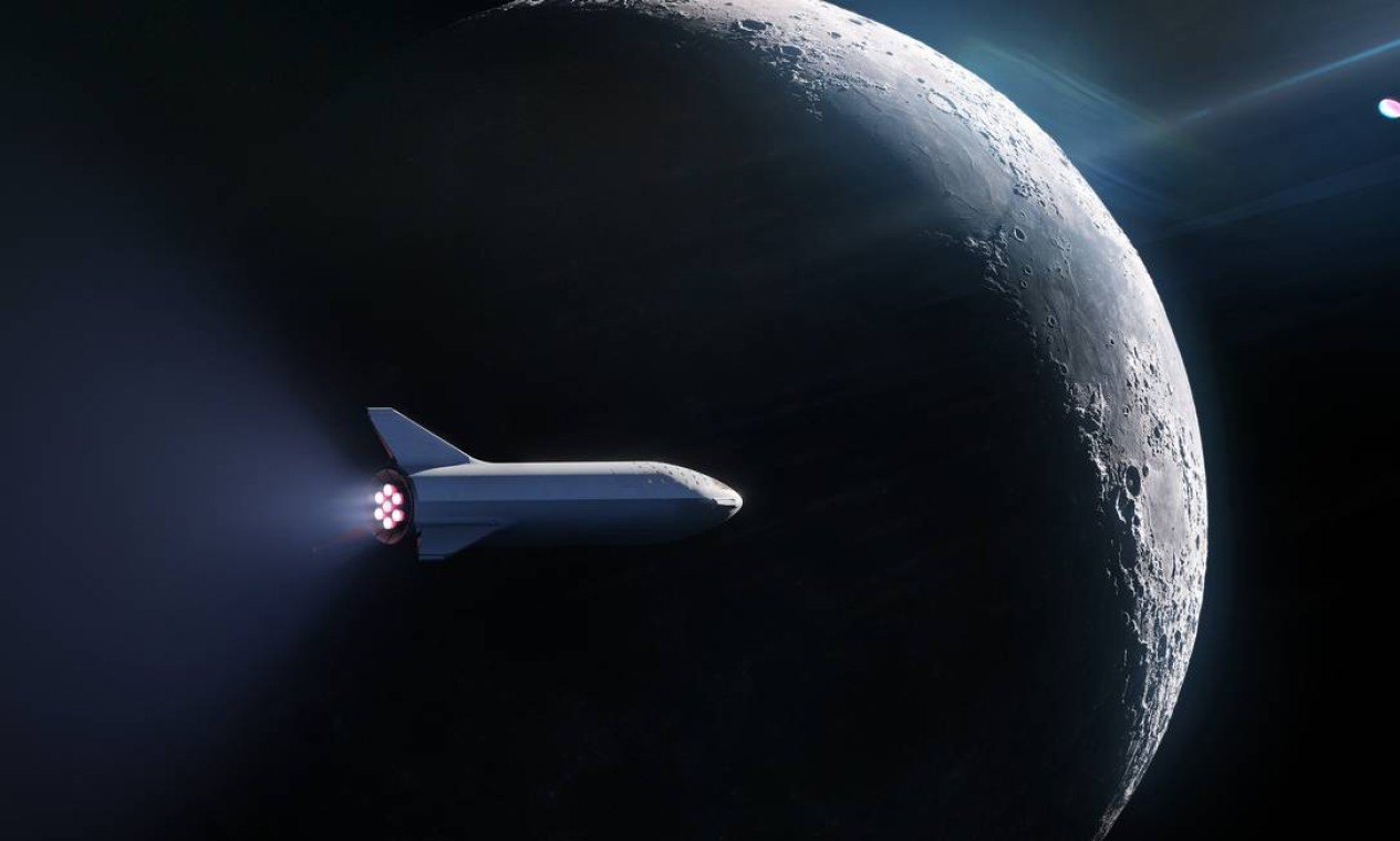 Turismo espacial. Projeto da aeronave BFR da SpaceX. Empresa está na corrida pelo turismo espacial, já tendo apresentado diversos resultados de testes satisfatórios Foto: Divulgação