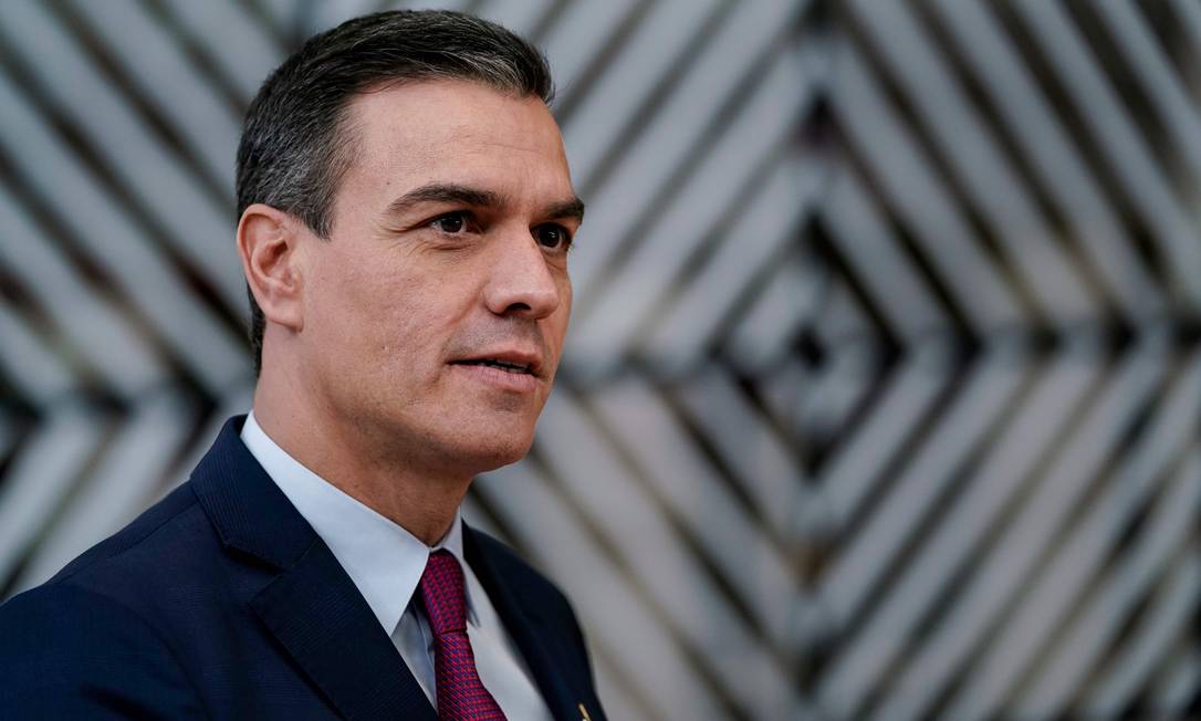 Primeiro-ministro da Espanha, Pedro Sánchez, durante cúpula da União Europeia em Bruxelas Foto: KENZO TRIBOUILLARD / AFP/12-12-2019