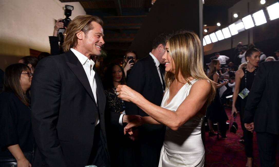 Brad e Jennifer: climão Foto: Emma McIntyre / GETTY IMAGES NORTH AMERICA / AFP