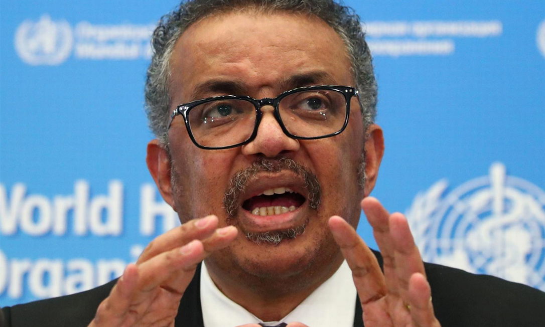 O diretor-geral da OMS (Organização Mundial da Saúde), Tedros Ghebreyesus, em entrevista coletiva Foto: Denis Balibouse / REUTERS