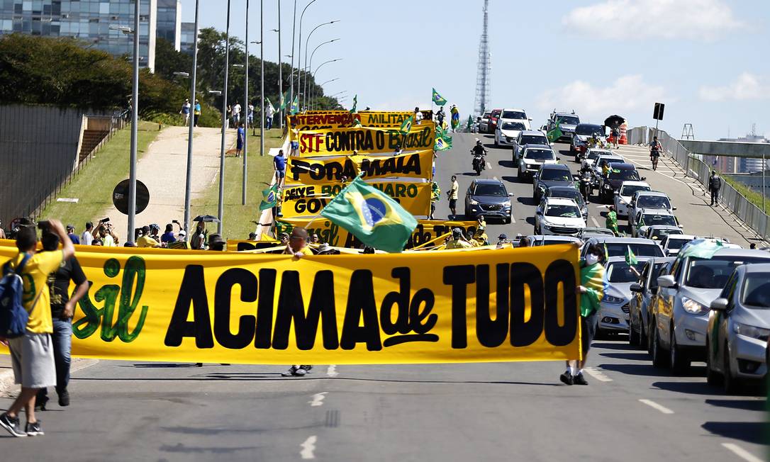 Manifestação a favor do presidente Jair Bolsonaro, em Brasília Foto: Jorge William / Agência O Globo