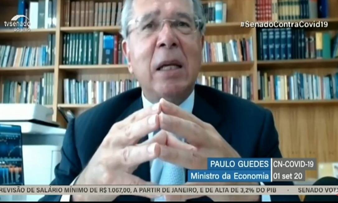 O ministro da Economia, Paulo Guedes, em audiência pública no Congresso Nacional Foto: Reprodução