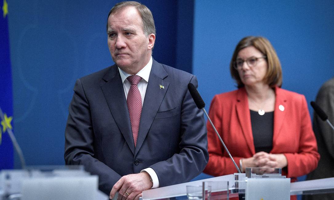 O premier sueco, Stefan Lofven, anuncia novas restrições no país Foto: TT NEWS AGENCY / via REUTERS / 18-12-2020