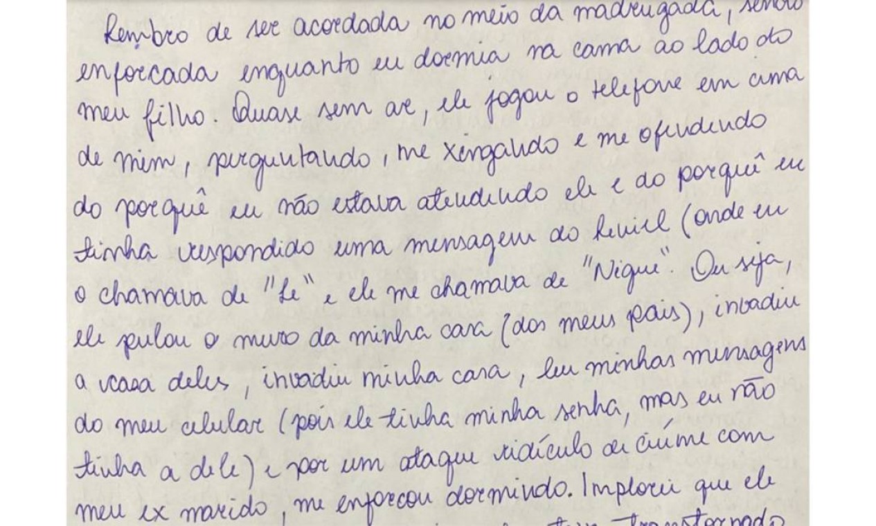 Carta foi escrita na última sexta-feira (23), no Hospital Penitenciário Hamilton Agostinho, no Complexo Penitenciário de Gericinó, onde recebe tratamento contra a Covid-19. A professora descreve uma rotina de violências, humilhações e crises de ciúmes do namorado, o médico e vereador Jairo Souza Santos Júnior, o Dr. Jairinho (sem partido) Foto: Reprodução