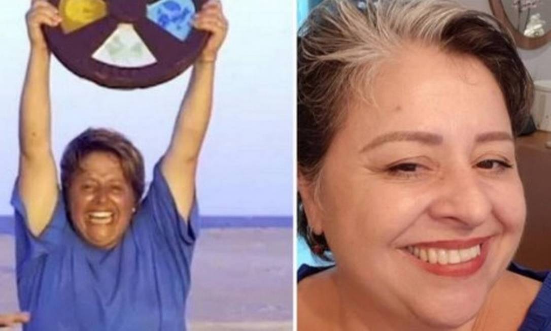 Elaine Melo quando venceu a primeira edição do programa 'No limite' e atualmente Foto: Reprodução