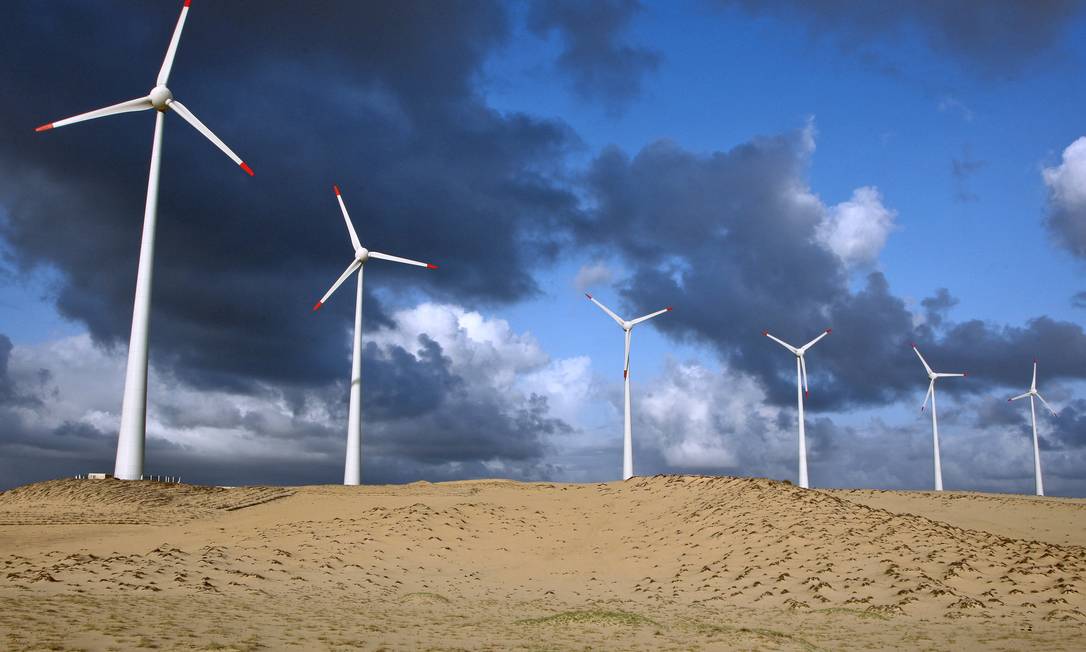 Turbinas no Ceará: a energia eólica pode dobrar de patamar em setembro, para 18% da matriz energética do país, com entrada de novos campos Foto: Adriano Machado / Bloomberg via Getty Images
