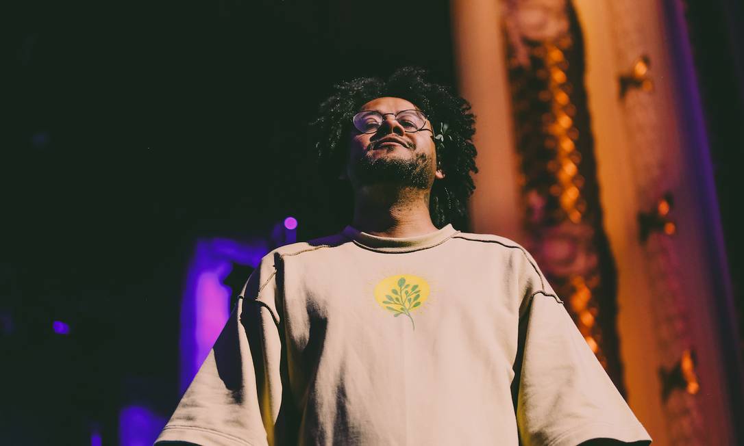 O rapper Emicida, em 2019, no Teatro Municipal de São Paulo Foto: Jef Delgado / Divulgação