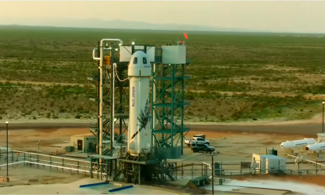 Foguete NewShepard decolará às 10h de um deserto no oeste do Texas Foto: Reprodução/Blue Origin