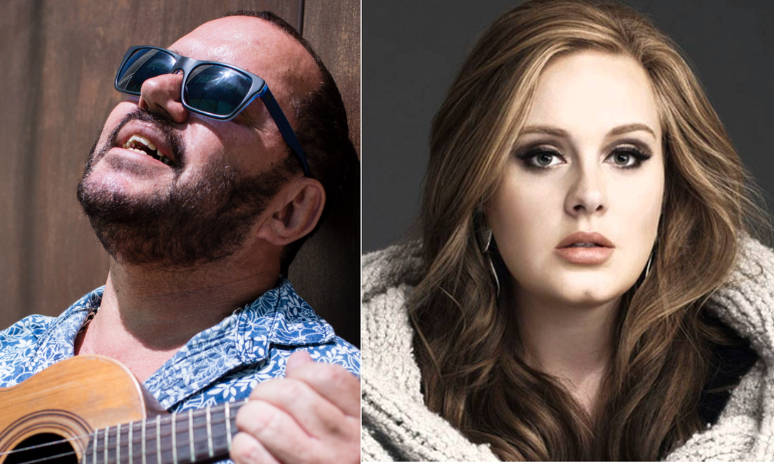 Toninho Geraes e Adele: para brasileiro, melodia de canção da inglesa é plágio de 'Mulheres' Foto: Arte sobre fotos de divulgação