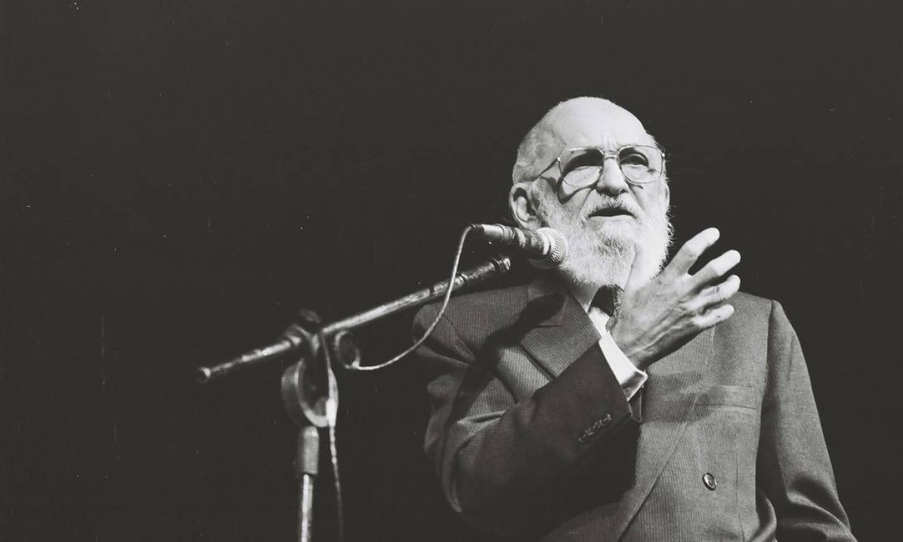 Paulo Freire no Theatro Municipal de São Paulo em 1991 Foto: Maurício Novaes / Divulgação