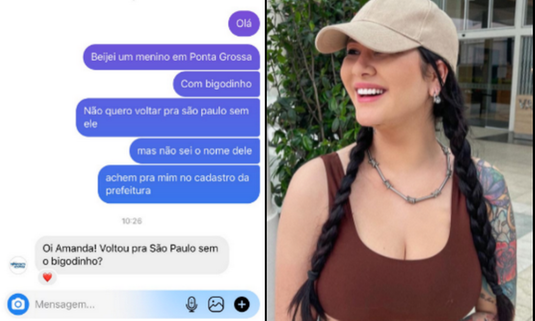 Amanda postou print da resposta da prefeitura de Ponta Grossa e publicação viralizou a ponto de ela encontrar o 'bigodinho' Foto: Instagram / Reprodução