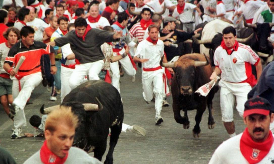 Corrida de touros em Pamplona, na Espanha, em 2017 Foto: Pablo Sanchez / Reuters