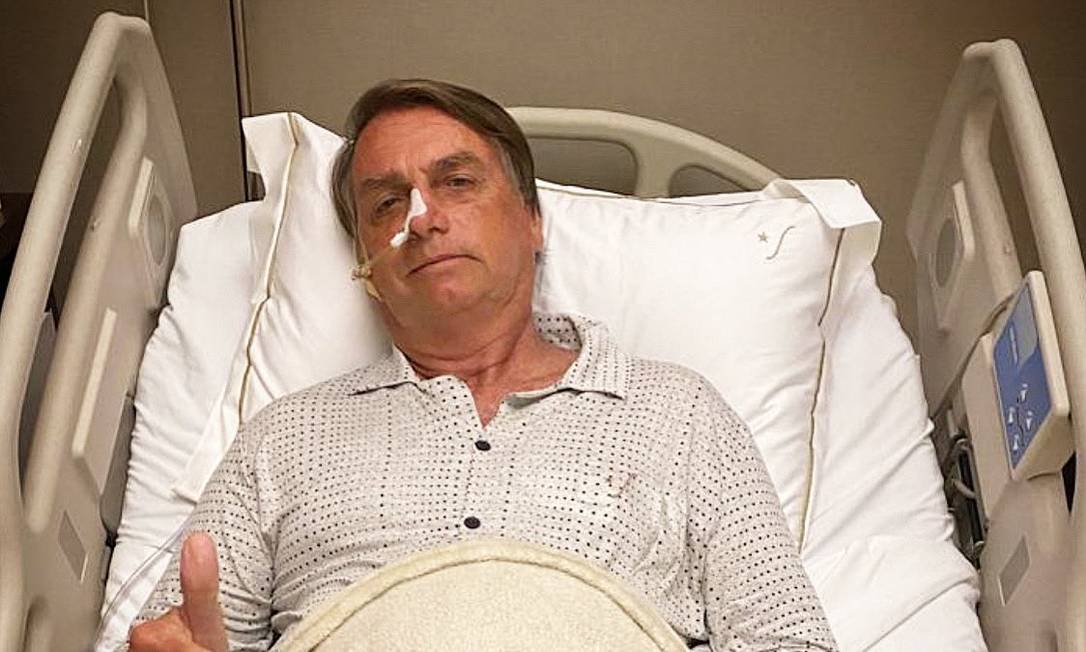 O presidente Jair Bolsonaro internado em hospital em São Paulo Foto: Reprodução/Twitter