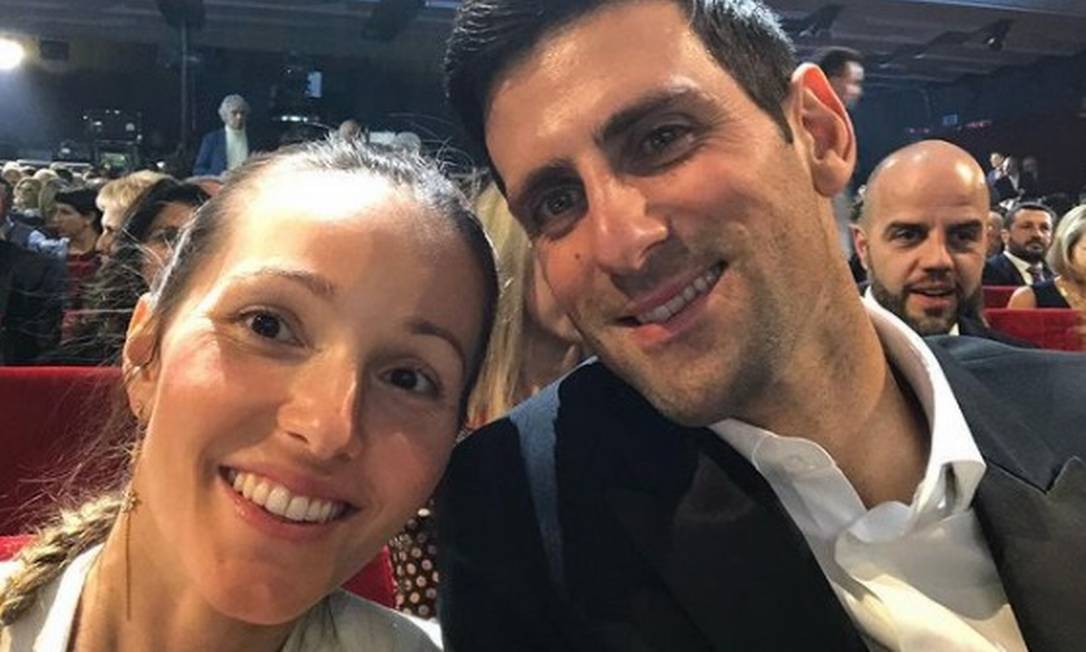 O casal Yelena e Novak Djokovic Foto: Reprodução