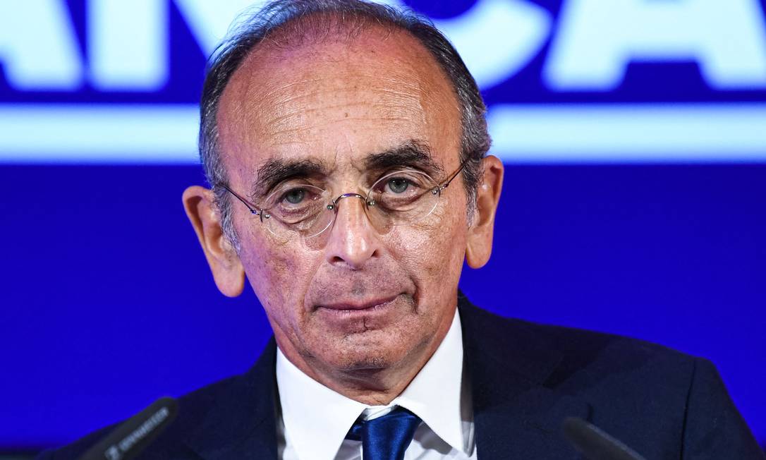 Candidato presidencial francês Éric Zemmour durante discurso no Norte da França Foto: BERTRAND GUAY / AFP