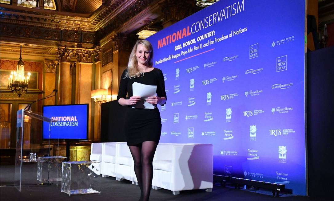 A neta de Jean-Marie Le Pen, Marion Marechal, na conferência sobre o 'nacional-conservadorismo' em Roma Foto: ALBERTO PIZZOLI / AFP