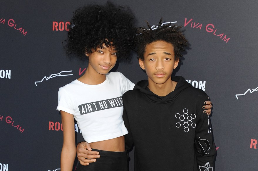 LOS ANGELES, CA - JANUARY 25: Actress Willow Smith (L) and actor Jaden Smith arrive at the Roc Nation Pre-Grammy brunch presented by MAC Viva Glam at a private residency on January 25, 2014 in Los Angeles, California. (Photo by Angela Weiss/Getty Images)