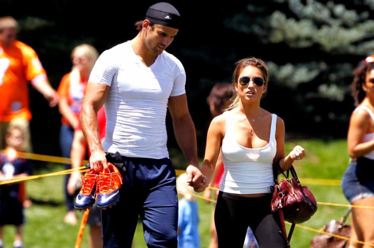 Eric Decker and Jessie James Decker at Broncos training camp.