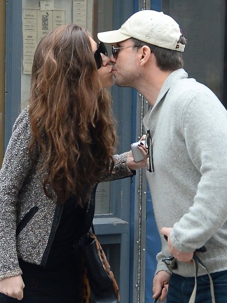 -New York, NY 3/10/14-Christian Slater and his new wife, Brittany were seen making out on the streets of NYC as they walked their pet pooch Monday. The newly married couple walked together , shared a long kiss, and then parted ways -PICTURED: Christian Slater with Wife Brittany -PHOTO by: 247paps.tv/startraksphoto.com -FWS_1018425 Editorial - Rights Managed Image - Please contact www.startraksphoto.com for licensing fee Startraks Photo New York, NY For licensing please call 212-414-9464 or email sales@startraksphoto.com