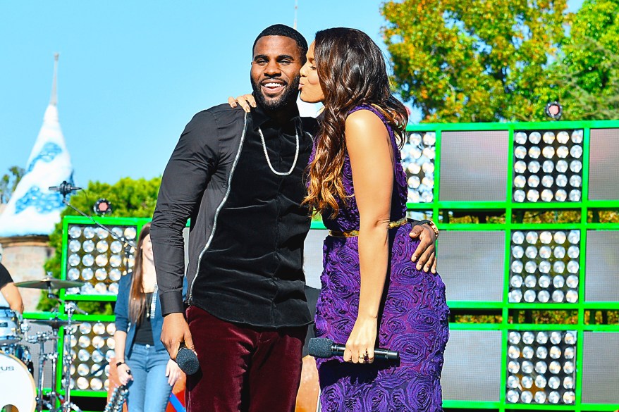 Jordin Sparks and reported fiance Jason Derulo pre-taped a performance for the 'Disney Parks Christmas Day Parade' TV Christmas special which airs on ABC at Disneyland in Anaheim, CA. The couple showed plenty of PDA and did a special rendition of 'Baby it's cold outside'. Pictured: Jordin Sparks and Jason Derulo Ref: SPL648400 091113 Picture by: Sharpshooter Images/Splash Splash News and Pictures Los Angeles: 310-821-2666 New York: 212-619-2666 London: 870-934-2666 photodesk@splashnews.com