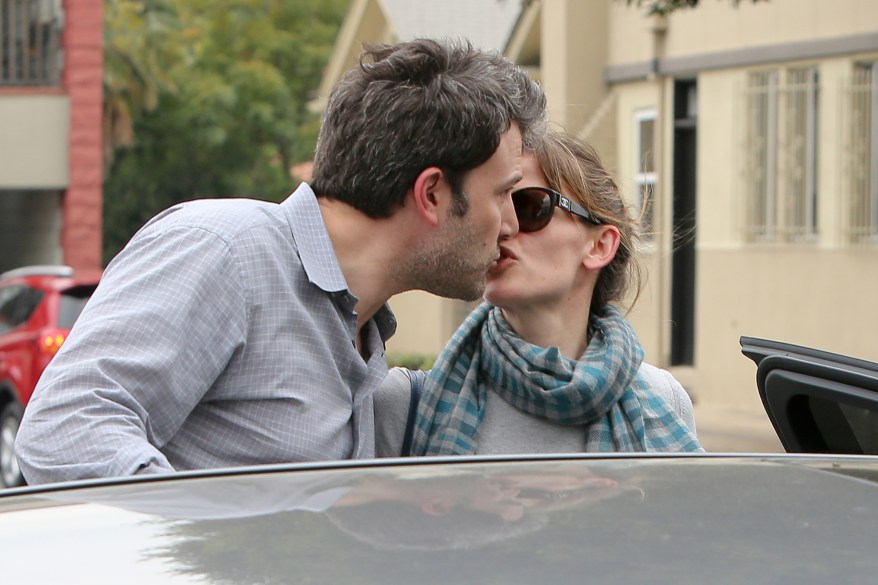 They were seen going to what it seems to be a flower shop together, but arrived in different cars. They then crossed the street to go to a coffee shop, and then got in their cars and left after a big goodbye kiss. Pictured: Ben Affleck and Jennifer Garner Ref: SPL701893 180214 Picture by: Reefshots / Splash News Splash News and Pictures Los Angeles: 310-821-2666 New York: 212-619-2666 London: 870-934-2666 photodesk@splashnews.com