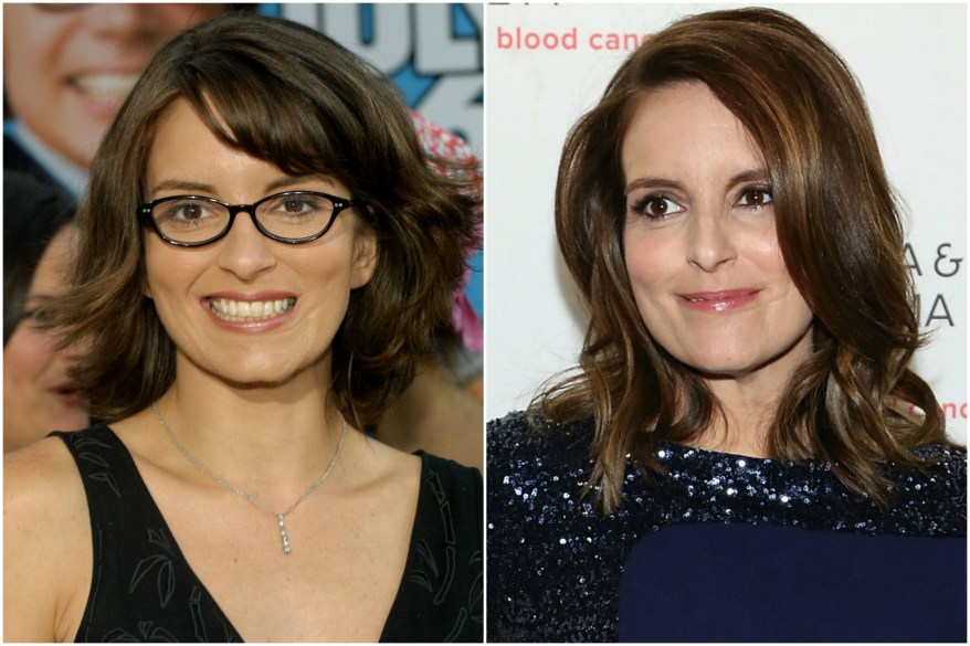 Tina Fey in 2002 and today