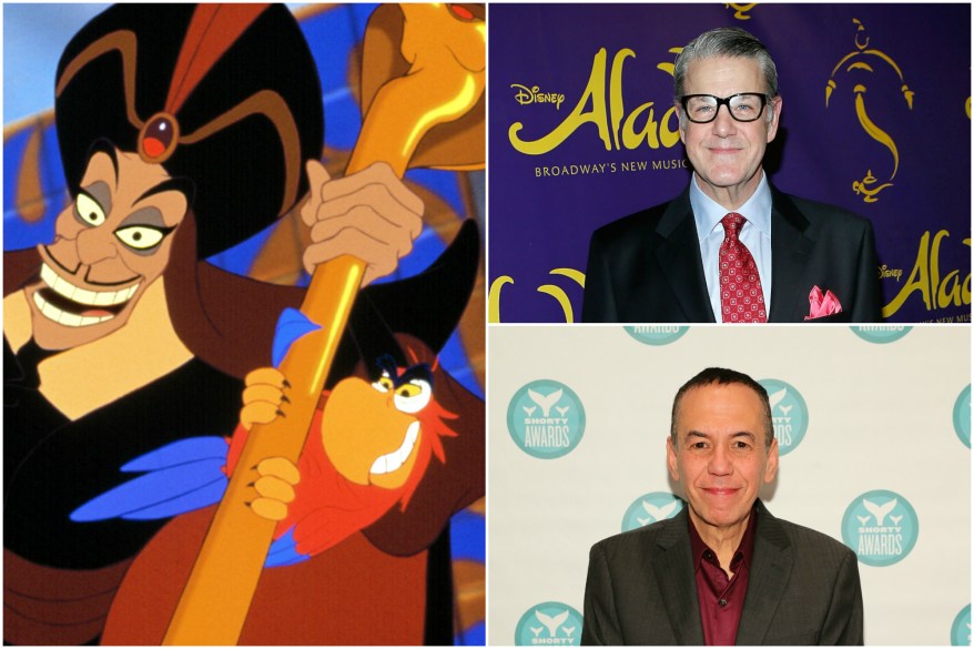 Jonathan Freeman voiced Jafar in "Aladdin" and returns to the role now on Broadway. Iago's signature squawk? Those are Gilbert Gottfried's famous pipes.