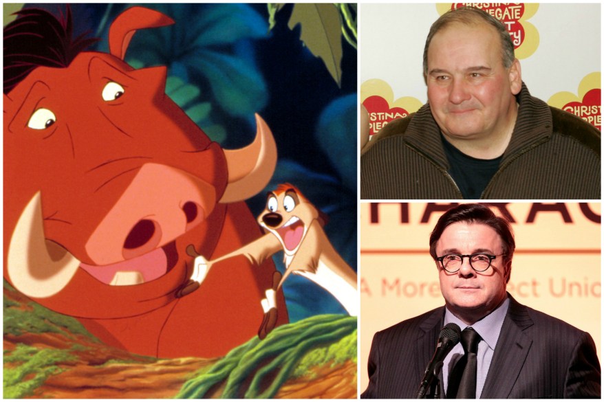 Simba's hilarious besties, meerkat Timon and boar Pumbaa were voiced by Nathan Lane and Ernie Sabella.