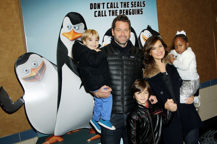 - New York, NY - 11/16/14 - DreamWorks Animation, In Association with 20th Century Fox Present a Special New York Screening of "Penguins of Madagascar". -PICTURED: Mariska Hargitay, Peter Hermann with Family -PHOTO by:Marion Curtis/Startraksphoto.com -Filename: MC_14_980151.JPG -Location: Regal Cinemas E-Walk Theater Startraks Photo New York, NY For licensing please call 212-414-9464 or email sales@startraksphoto.com