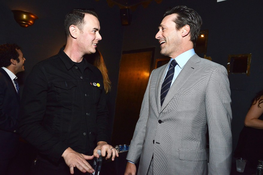 Colin Hanks shares some chuckles with Hamm.