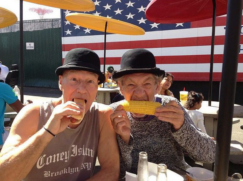 Sir Patrick Stewart and Sir Ian McKellen had a blast during their time together in the Big Apple in late 2013 and early 2014, like when they enjoyed the snacks at Coney Island ...