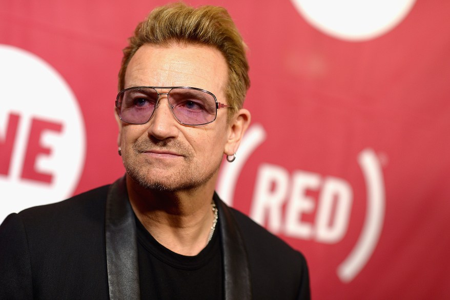 Bono arrives at the ONE and (RED) campaign benefit concert on Tuesday in New York.