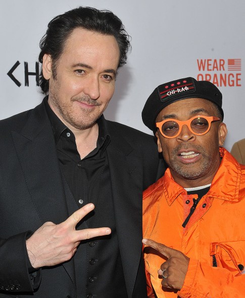 John Cusack bros out with Spike Lee at the New York premiere of "Chi-Raq" on Tuesday.