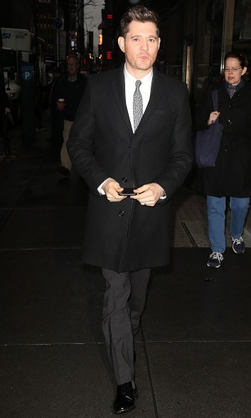 Michael Bublé arrives at the "Today" show in Rockefeller Center on Wednesday.