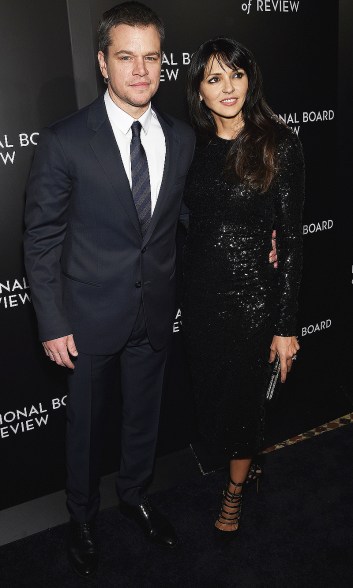 Matt Damon and wife Luciana arrive at the National Board of Review gala on Tuesday in New York.