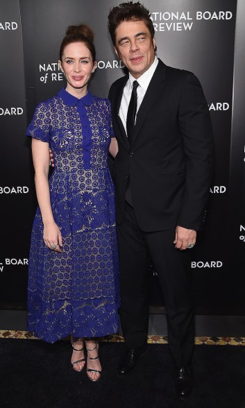 Emily Blunt and Benicio del Toro attend the National Board of Review gala on Tuesday in New York.