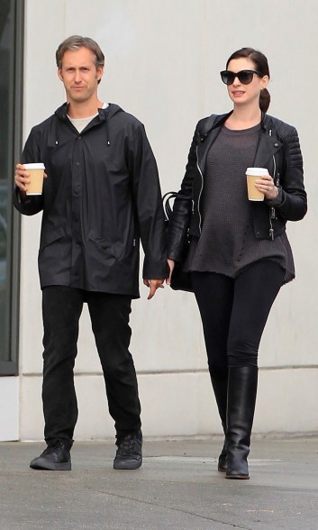 Adam Shulman and Anne Hathaway grab coffee in Beverly Hills on Wednesday.