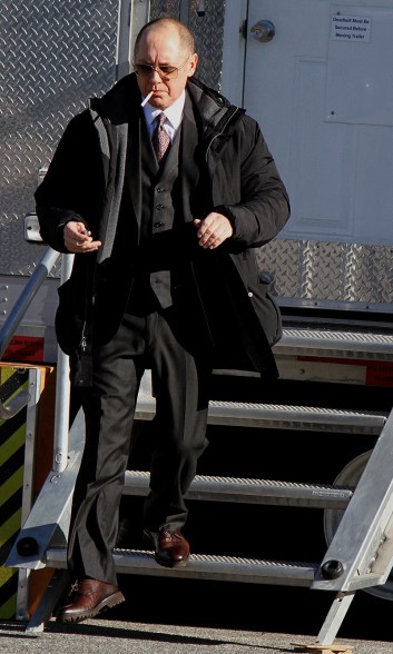 James Spader films "The Blacklist" on Wednesday in Queens.