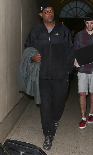 Samuel L. Jackson arrives at LAX on Wednesday.