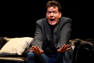 U.S. actor Charlie Sheen speaks during 'An Evening with Charlie Sheen' at the Theatre Royal, Drury Lane in London, Britain June 19, 2016. REUTERS/Dylan Martinez TPX IMAGES OF THE DAY