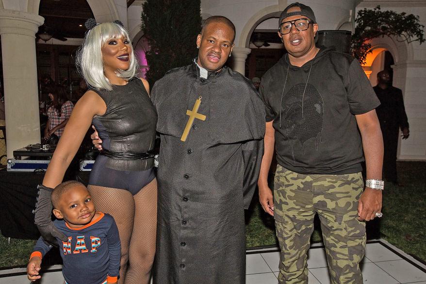 LOS ANGELES, CA - OCTOBER 22: (L-R) Tamar Braxton, Vincent Herbert, and Master P attend Mariah Carey's Halloween Party on October 22, 2016 in Los Angeles, California. (Photo by FilmMagic/FilmMagic)