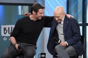 NEW YORK, NY - MARCH 02: Hugh Jackman and Patrick Stewart attend the Build Series Presents Hugh Jackman And Patrick Stewart Discussing "Logan" at Build Studio on March 2, 2017 in New York City. (Photo by Jamie McCarthy/Getty Images)