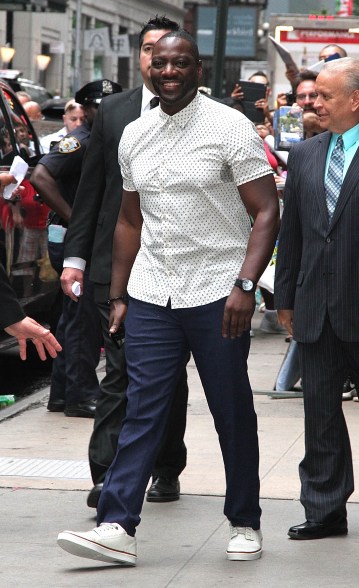 British actor Adawale Akinnuoye-Agbaje visits ‘Good Morning America’ in NYC’s Times Square