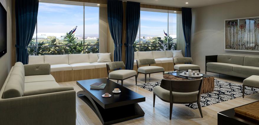 This undated artist rendering provided by The Private Suite at LAX shows a private lounge at a new $22-million facility catering to celebrities and others who want to pay a premium for privacy as they depart from or arrive at Los Angeles International Airport. The facility called the Private Suite opened Monday, May 15, 2017, and offers an exclusive entrance, one-on-one security screening and plush lounges. (The Private Suite at LAX via AP)