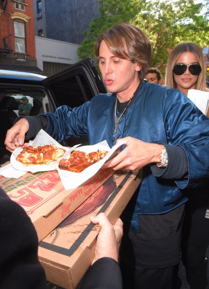 Kim Kardashian, Khloe Kardashian and Jonathan Cheban stop by a pizza shop in SoHo