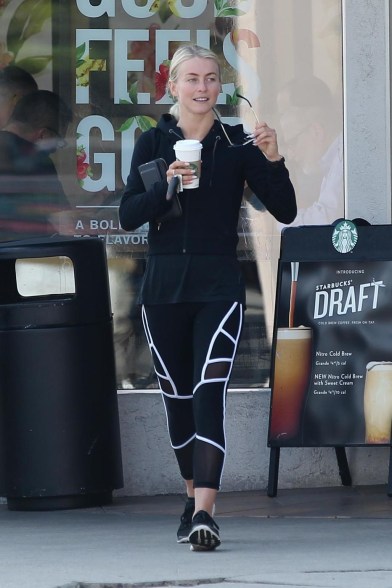 Newlywed Julianne Hough leaves the gym and grabs a Starbucks in Los Angeles