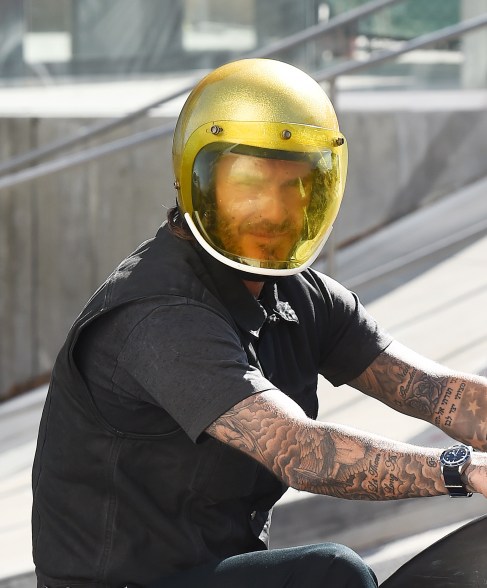 David Beckham Rides his Vintage 93 Knuckle Custom Motorcycle